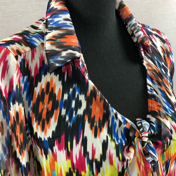 Multi-Color Sheer Tie Top with Chevron Design. SZ 3-5 - Picture 2 of 8